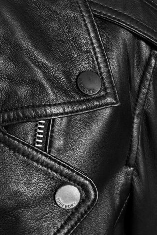 Black Superdry Leather Biker Jacket